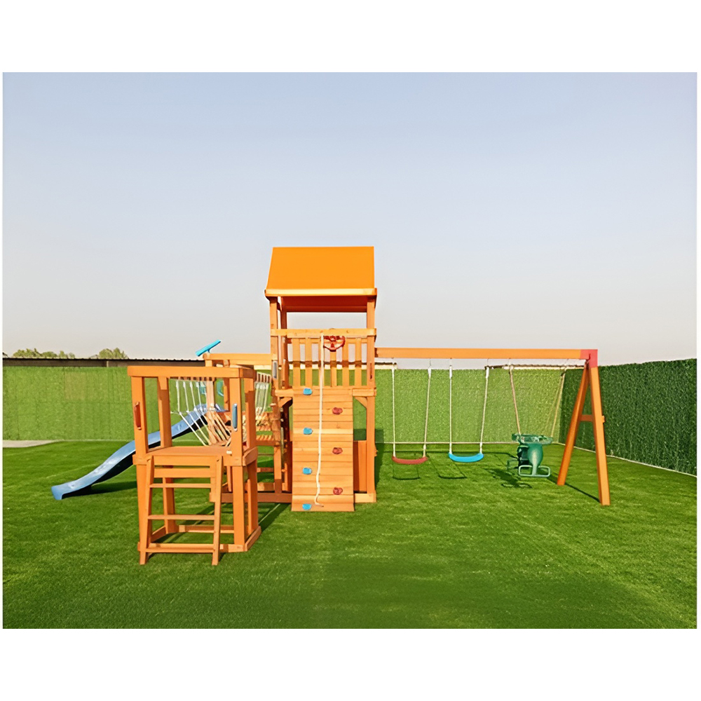 مجموعة أرجوحة خشبية مع جدار تسلق لملعب الغوريلا - الصورة 2